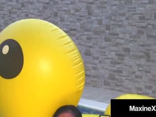 Busty Asian Mom Maxine X Mounts an Inflatable Yellow Duck & Orgasms!